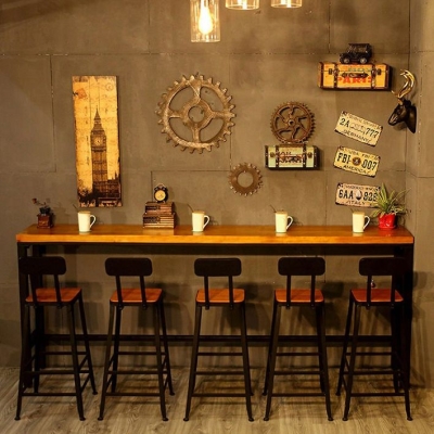 Bar-Esstisch aus Kiefernholz, rechteckiger Bartisch im industriellen Stil mit Bock f&uuml;r Caf&eacute;