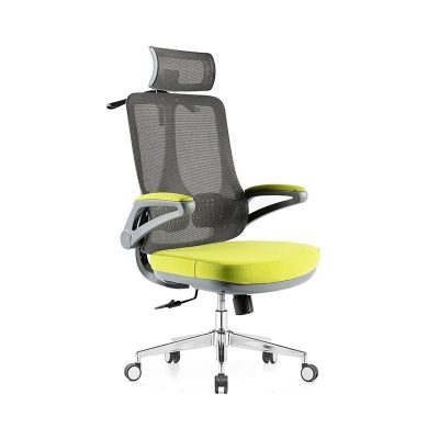 Sedia da ufficio con braccioli ribaltabili Sedia da scrivania in microfibra con schienale alto girevole ergonomica