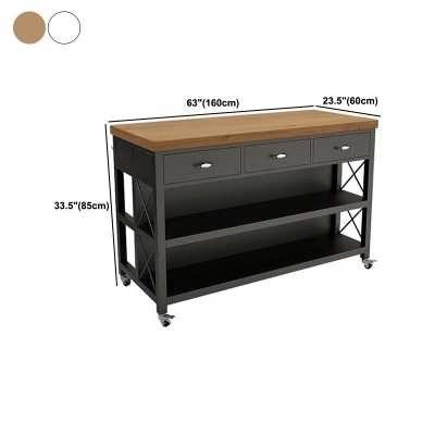 Carrello da cucina con rotelle in stile moderno Carrello da cucina rettangolare in metallo per isola con vano aperto