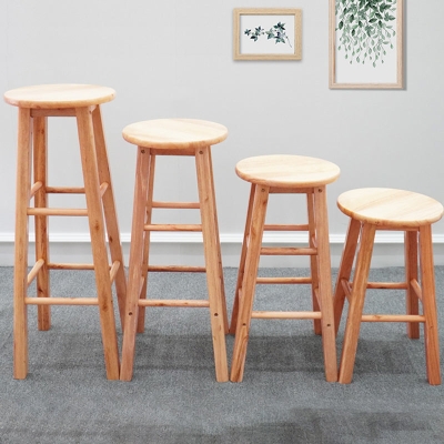 Moderner Barhocker aus Holz ohne Armlehnen, hoher Hocker aus Eichenholz mit 4 Beinen