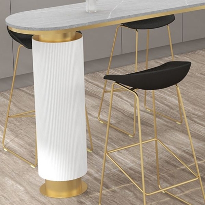 Bartisch im Glam-Stil, Stein, Bar-Esstisch mit zwei S&auml;ulen f&uuml;r den Innenbereich