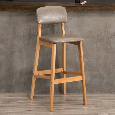 Barhocker im Industriestil, quadratischer Sitz, Thekenbarhocker mit Holzbeinen