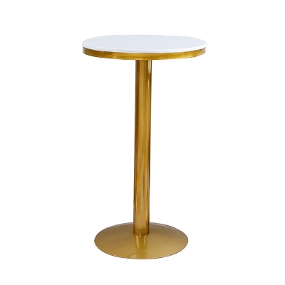 Glamour-Marmor-Thekentisch mit runder Tischplatte, goldener S&auml;ulentisch &ndash; 21,65 Zoll rund