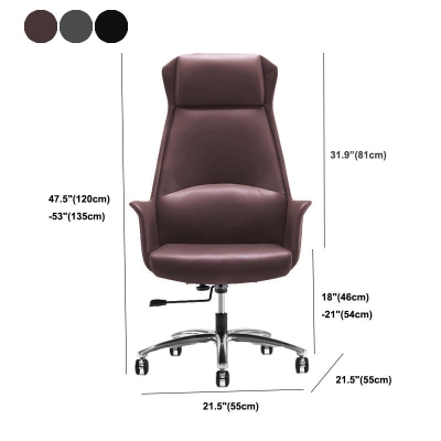 Moderner Management-B&uuml;rostuhl aus Leder mit hoher R&uuml;ckenlehne, ergonomischer Chef-Computerstuhl