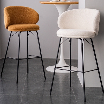 Sgabello da bancone moderno con schienale senza braccioli Sgabello da bar imbottito con 4 gambe in metallo