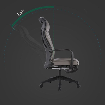 Sedia da ufficio con braccioli fissi Sedia in ecopelle con schienale alto e ruote ergonomica