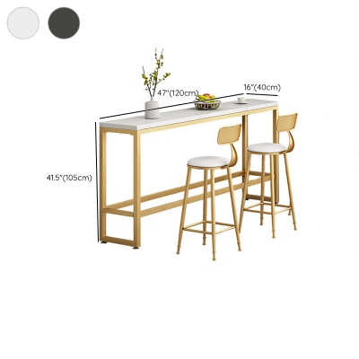 Glam-Barthekentisch aus Kunstmarmor, rechteckiger Barthekentisch mit Metallbeinen f&uuml;r Zuhause