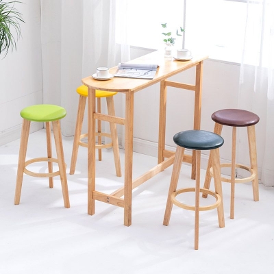 Barhocker mit rundem Sitz im industriellen Stil, Barhocker aus Holz f&uuml;r den Heimgebrauch