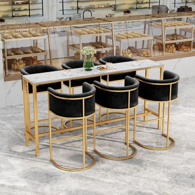 Bartisch im glamour&ouml;sen Stil, Bar-Esstisch aus Kunstmarmor f&uuml;r das Wohnzimmer