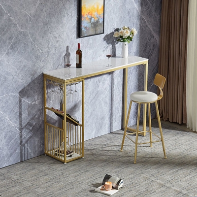 Luxuri&ouml;ses, rechteckiges Bartisch-Set aus Marmor, 1/2-teilig, Tresentisch mit hohen Hockern