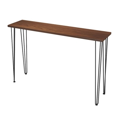 Rechteckiger Bartisch mit schwarzen Beinen und Metallsockel, Bartisch mit vier Beinen