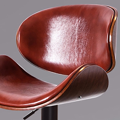 Zeitgen&ouml;ssischer Barhocker aus Metall mit niedriger R&uuml;ckenlehne und Fu&szlig;st&uuml;tze aus Kunstleder