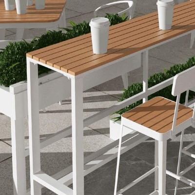 Rechteckiger Bartisch mit Bockgestell, Esstisch f&uuml;r Kaffeezimmer