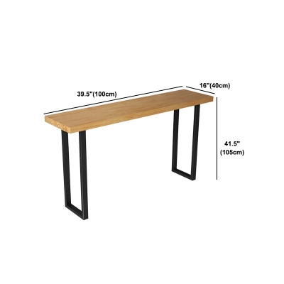 Rechteckiger Bartisch mit Massivholzplatte, moderner Bistrotisch mit doppeltem Sockel in Schwarz