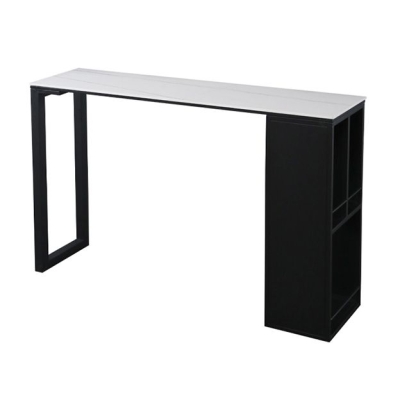 Modernes rechteckiges Bartisch-Set aus Stein, 1/3-teilig, Tresentisch mit Metallhockern