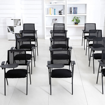 Moderner Konferenzstuhl mit mittlerer R&uuml;ckenlehne, ergonomischer B&uuml;rostuhl mit schwarzem Metallgestell