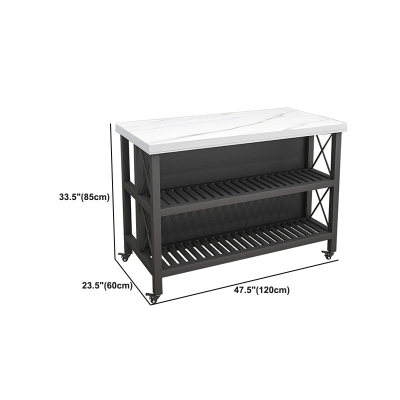 Carrello da cucina con rotelle in stile moderno Carrello da cucina con isola in marmo con vano aperto
