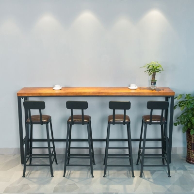 1/5-teiliges industrielles rechteckiges Kneipentisch-Set aus Holz, Tresentisch mit hohen Hockern