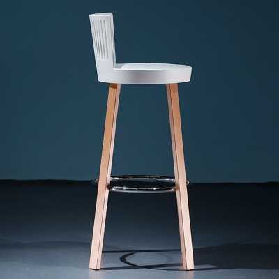 Moderner Barhocker aus Holz, 96,5 cm hohe R&uuml;ckenlehne, armloser Thekenhocker mit Kunststoffkissen