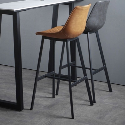 Wohnzimmer-Thekenstuhl aus Leder, Eimer, industrielle Fu&szlig;st&uuml;tze, Theken-Barhocker