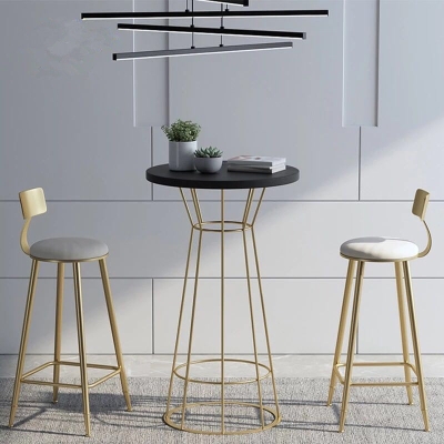 Modernes rundes Barhocker- und Tischset, 1/2/3-teiliges Pub-Set aus Metall und Holz