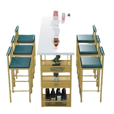 Pub-Tisch im glamour&ouml;sen Stil mit Metallgestell, rechteckiger Bartisch mit Massivholzplatte