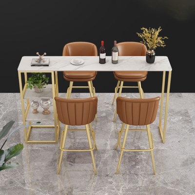 Glamour&ouml;ser Bartisch aus Kunstmarmor, rechteckiger Bar-Esstisch f&uuml;r Caf&eacute; und Pausenraum
