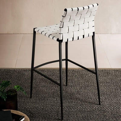 Esszimmerhocker aus Kunstleder, moderne Barhocker mit Metallgestell