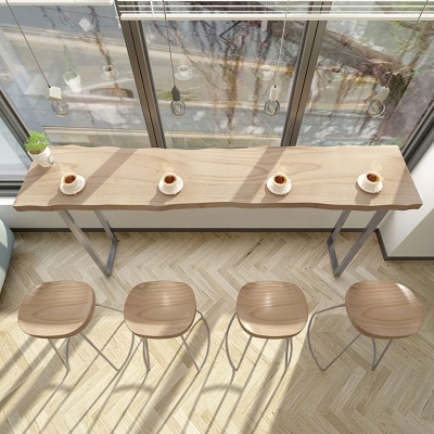 Modernes rechteckiges Kneipentisch-Set, 1/5-teilig, Tresentisch aus Holz mit r&uuml;ckenfreien Hockern