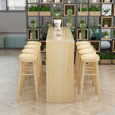Modernes rechteckiges Bartisch-Set aus Kiefernholz, 1/5/9-teilig, Thekentisch mit r&uuml;ckenfreien Hockern