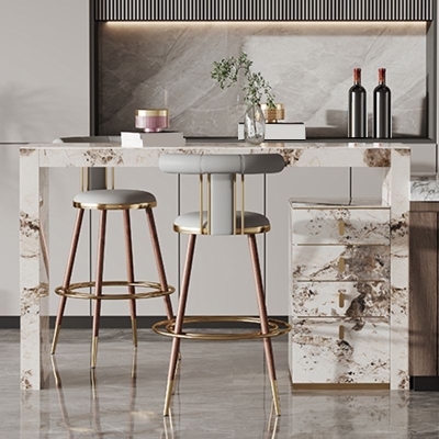Glam rechteckiger Bistro-Bartisch, gesinterter Stein-Bartisch f&uuml;r zu Hause