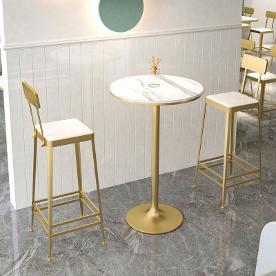 Glam R&uuml;ckenlehne, armloser Thekenhocker, Barhocker aus Eisen mit Kissen und Pedal f&uuml;r Caf&eacute;