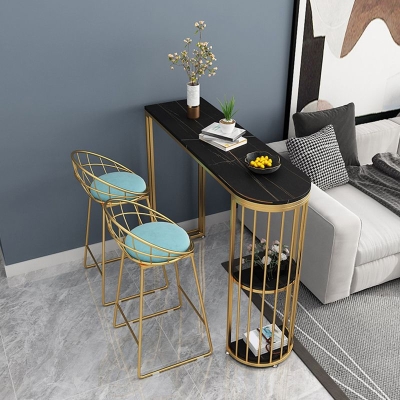 Bartisch im Glam-Stil aus Stein, Bar-Weintisch mit Doppelpodest und Stauraum