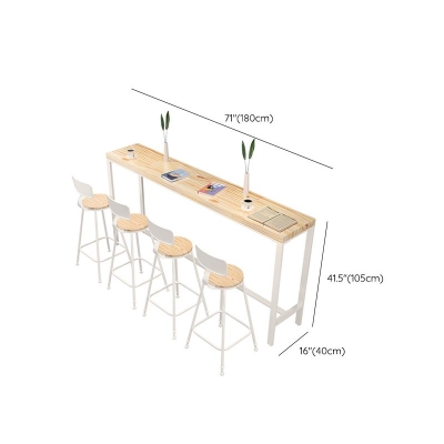 Rechteckiger Pub-Tisch in Barh&ouml;he mit Holzplatte und wei&szlig;em Sockel
