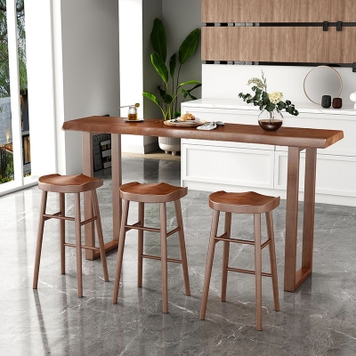 Moderner Barhocker aus massivem Holz, r&uuml;ckenfreier Thekenhocker f&uuml;r das Restaurant