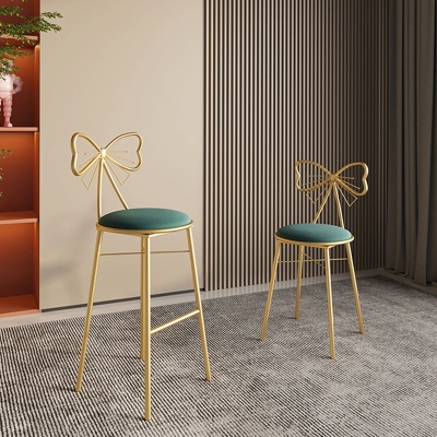 Glam Barhocker ohne Armlehnen, Barhocker aus Eisen mit Kissen und Pedal