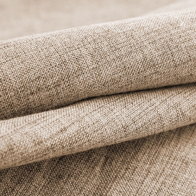 Skandinavischer Holzhocker mit Stoffpolsterung und mattem Finish