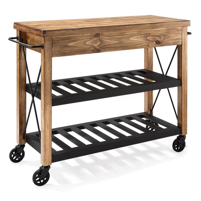 Carrello da cucina con ruote in stile moderno Carrello da cucina in legno per isola con portasciugamani