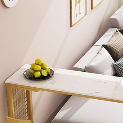 Rechteckiger Bartisch mit Marmorplatte, Glamour-Pub-Tisch mit Metallsockel