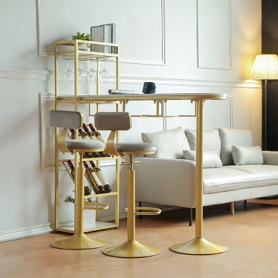 Spezial-Bartisch mit Marmorplatte, gl&auml;nzend wei&szlig;er, glamour&ouml;ser Pub-Tisch mit Weinaufbewahrung