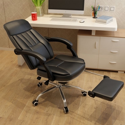 Schreibtischstuhl aus Leder mit gepolsterten Armlehnen, moderner, nicht st&ouml;render ergonomischer B&uuml;rostuhl mit Rollen