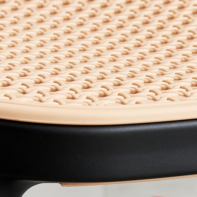 Zeitgen&ouml;ssischer quadratischer Fu&szlig;hocker aus Kunststoff, Rattanhocker in Wei&szlig; und Schwarz