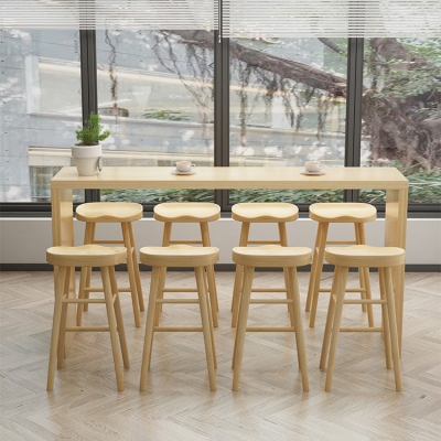 1/5/9 St&uuml;ck moderner rechteckiger Kneipentisch aus massivem Holz mit hohen Hockern