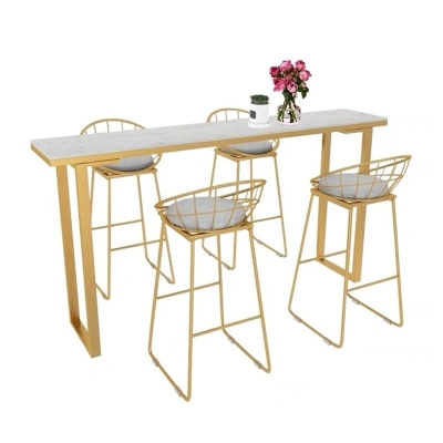 Rechteckiger Bartisch im Glam-Stil, Massivholz-Bar-Esstisch mit Kufengestell