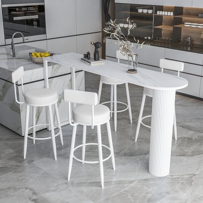 Armloser Thekenhocker im modernen Stil, Barhocker aus Kunstleder mit niedriger R&uuml;ckenlehne