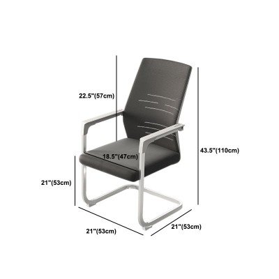 Sedia da ufficio moderna grigia con braccioli fissi Sedia da scrivania ergonomica senza ruote