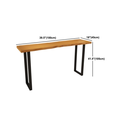 Rechteckiger Bartisch mit Kiefernholzplatte, industrieller Bartisch mit doppeltem Sockel