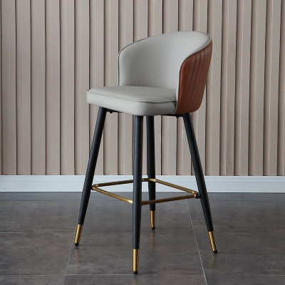 Barhocker im Glam-Stil, Lederr&uuml;ckenlehne, Barhocker f&uuml;r Esszimmer mit Metallbeinen