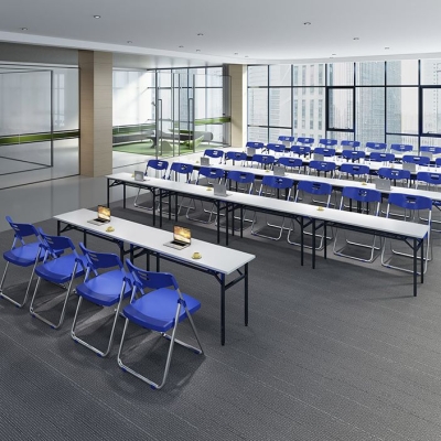 Moderner B&uuml;rostuhl aus Kunststoff ohne Armlehnen, klappbarer Konferenzstuhl
