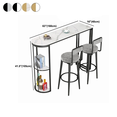 Bartisch mit Spezialsteinplatte, polierter, glamour&ouml;ser Pub-Tisch mit Stauraum
